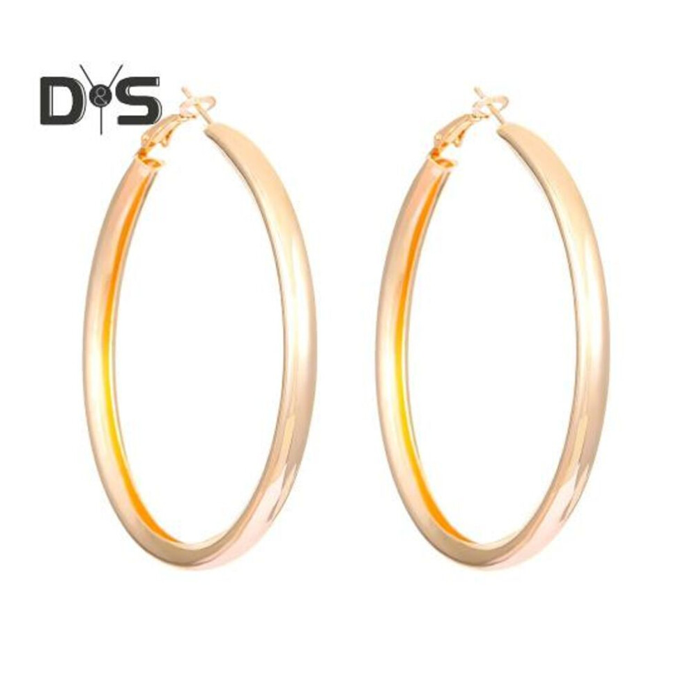 (platinum) 1 Pair Women Ear Hoop Large Circle Polished Iron Lightweight Geometric Individual Bland Style Hanging Earrings Lady Club Party Ear Jewelry