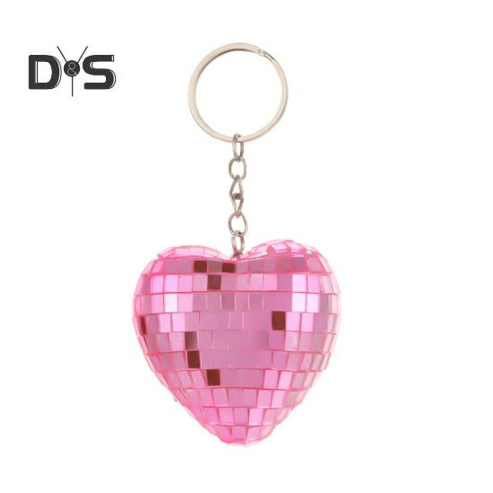 (Other) Disco Ball Keychain Heart Shape Mirror Ball Keychain Hanging Pendant Bag Charm Halloween Christmas Gift