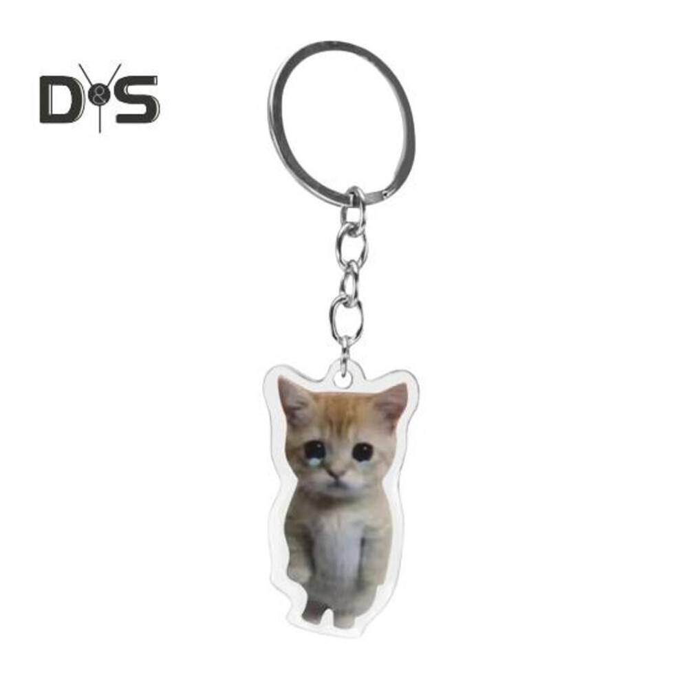 (Other, B) Cartoon Cat Keychain Pendant 2D Acrylic Thick Sling Lobster Clasp Keyring Car Bag Accessories Christmas Party Gift