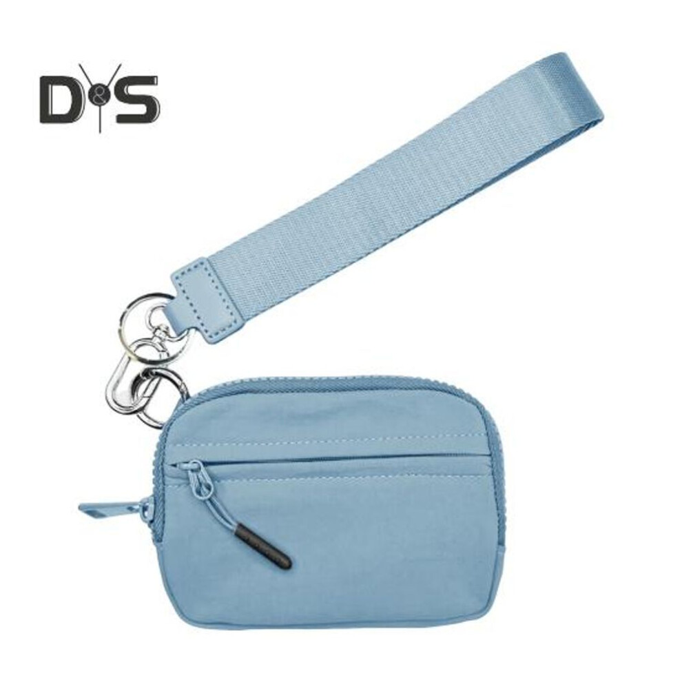 (sky blue) Multifunctional Handbag Wrist Purse With Detachable Lobster Clip Smooth Zipper Closure Lightweight Change Phone Lipstick Storage Pouch Card Holder