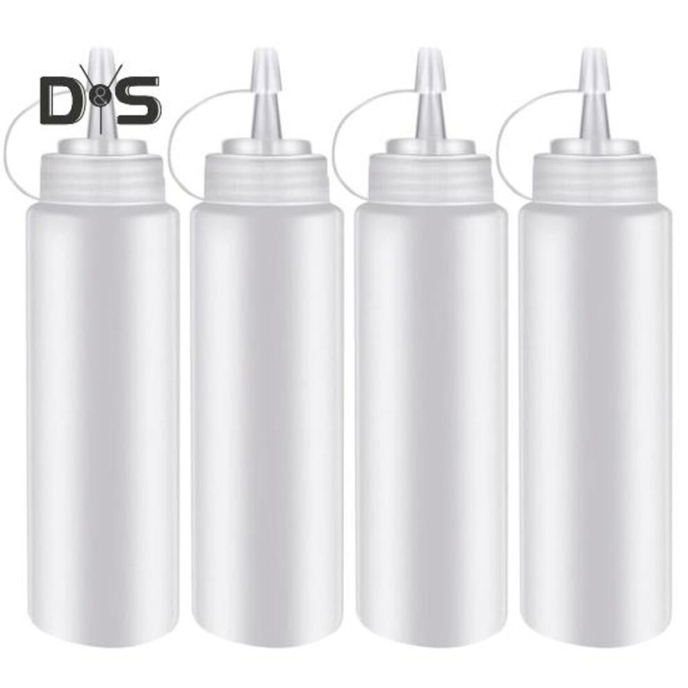 (white, 250ml) 4pcs Kitchen Plastic Seasoning Dispensing Bottles With Lid Multifunctional Pigment Squeeze Bottle 250ml Bpa Free Condiment Squeeze Bottles For