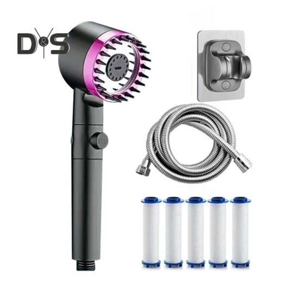 (purple) 1 Set Shower Head Shower Drops Head Filtered Shower Sprinkler Handheld Advanced Filtration System Shower Sprinkler