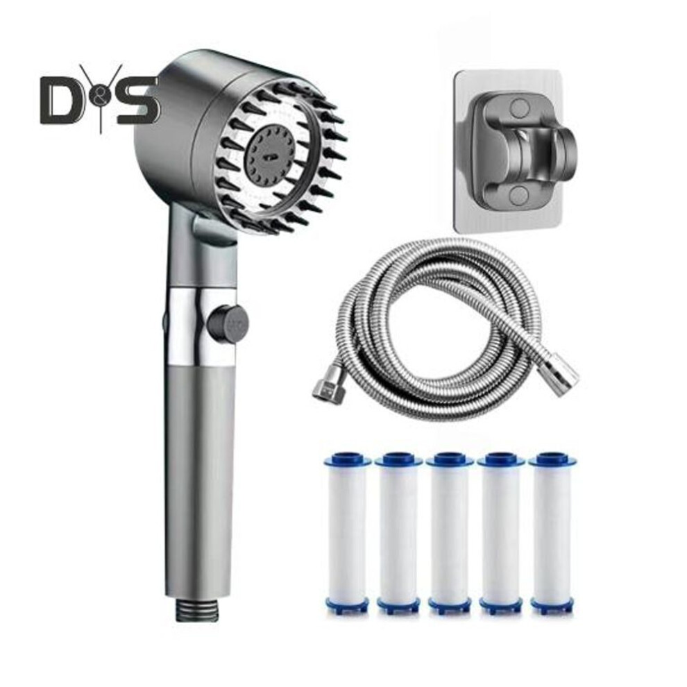 (grey) 1 Set Shower Head Shower Drops Head Filtered Shower Sprinkler Handheld Advanced Filtration System Shower Sprinkler