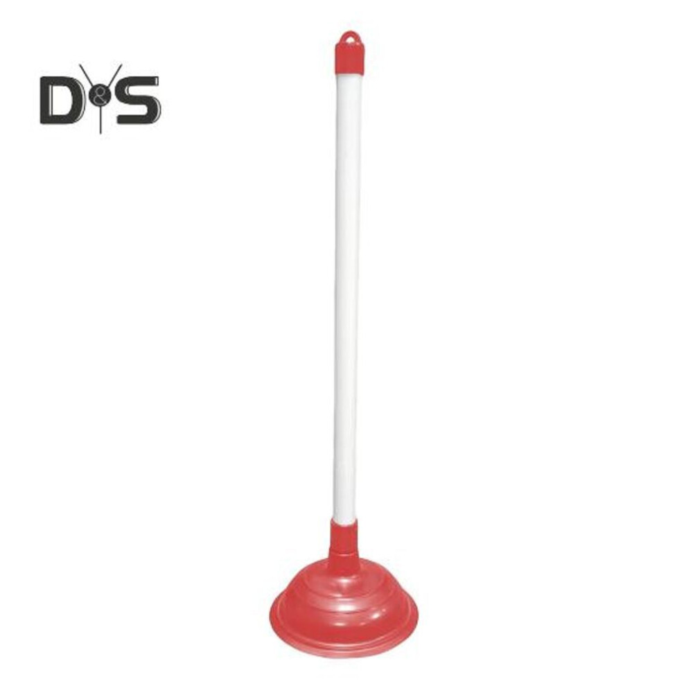(red, Plastic handle) Toilet Drainer Heavy Duty Rubber Force Cup Plunger with Long Wooden Handle Toilet Dredger for Clogged Toilets