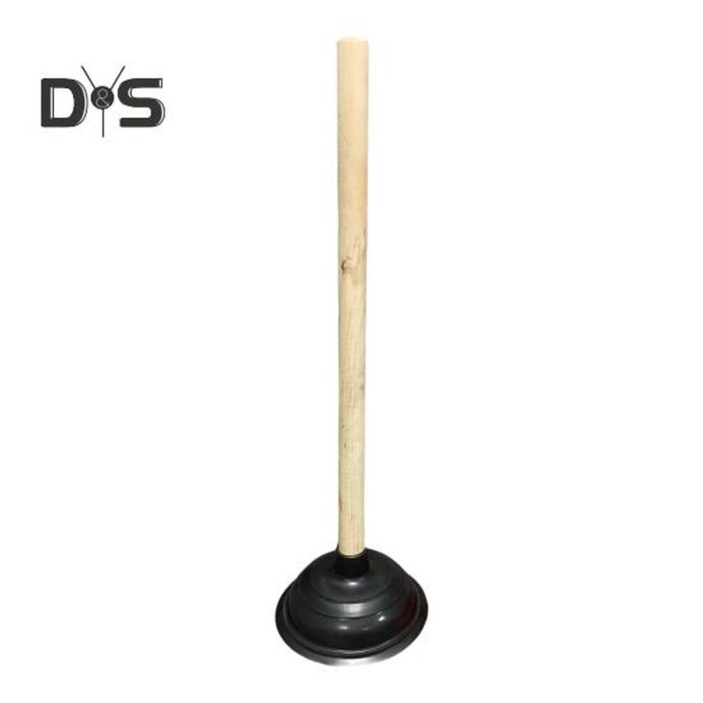 (black, Wooden handle) Toilet Drainer Heavy Duty Rubber Force Cup Plunger with Long Wooden Handle Toilet Dredger for Clogged Toilets