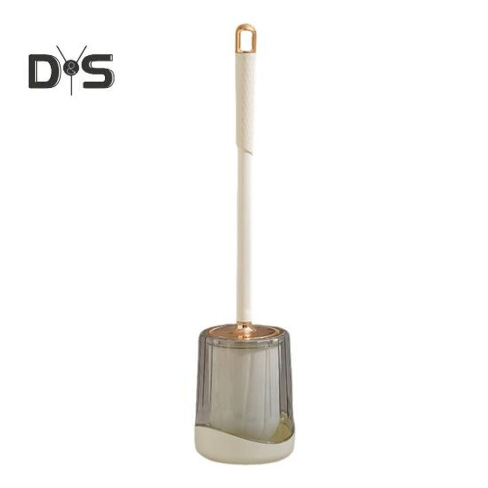 (golden) Toilet Brush with Holder Plastic Bathroom Toilet Brushes Fine Brush Head Extended Handle Wall Mountable Toilet Bowl Brush