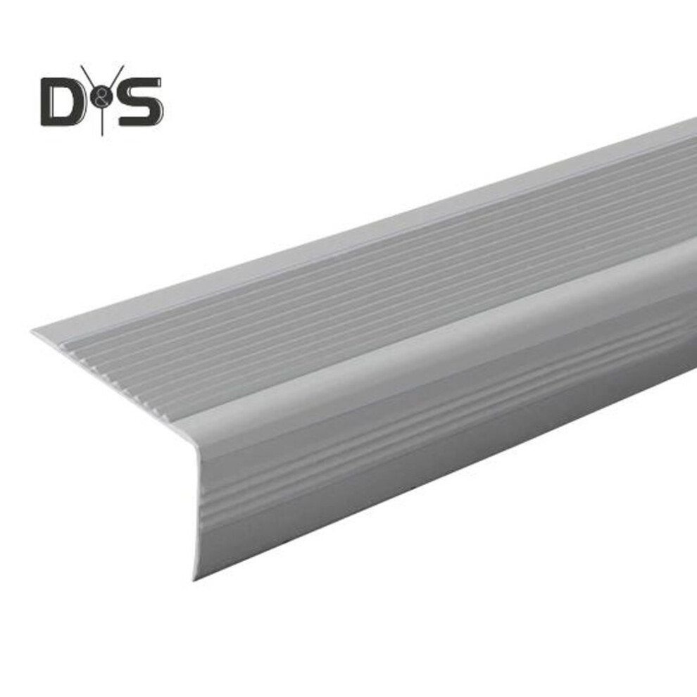 (grey) 100cm Non-slip Stair Nosing L-shape Staircase Step Tread Self-adhesive Stair Edge Protector Waterproof Indoor Outdoor Stair Nose Molding