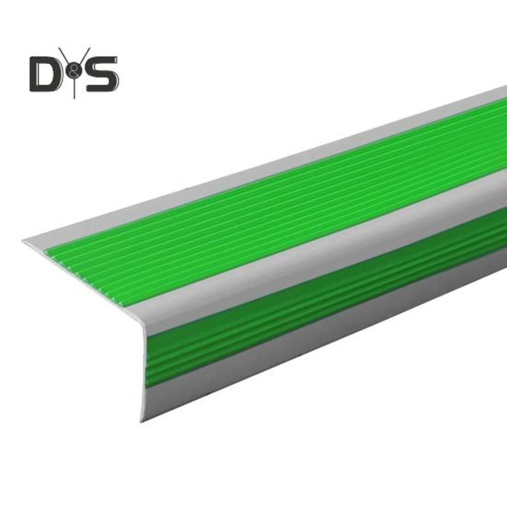 (green) 100cm Non-slip Stair Nosing L-shape Staircase Step Tread Self-adhesive Stair Edge Protector Waterproof Indoor Outdoor Stair Nose Molding