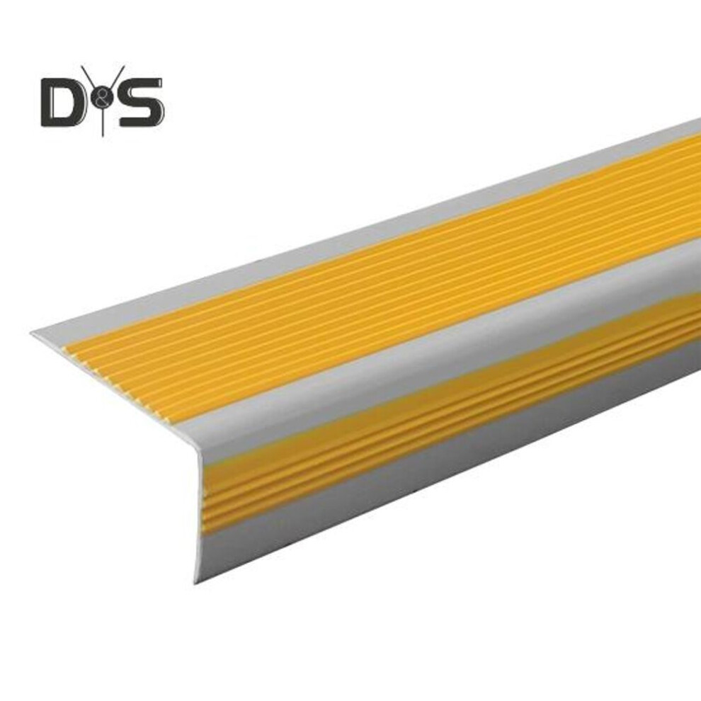 (yellow) 100CM Non-Slip Stair Nosing L-Shape Staircase Step Tread Self-Adhesive Stair Edge Protector Waterproof Indoor Outdoor Stair Nose Molding