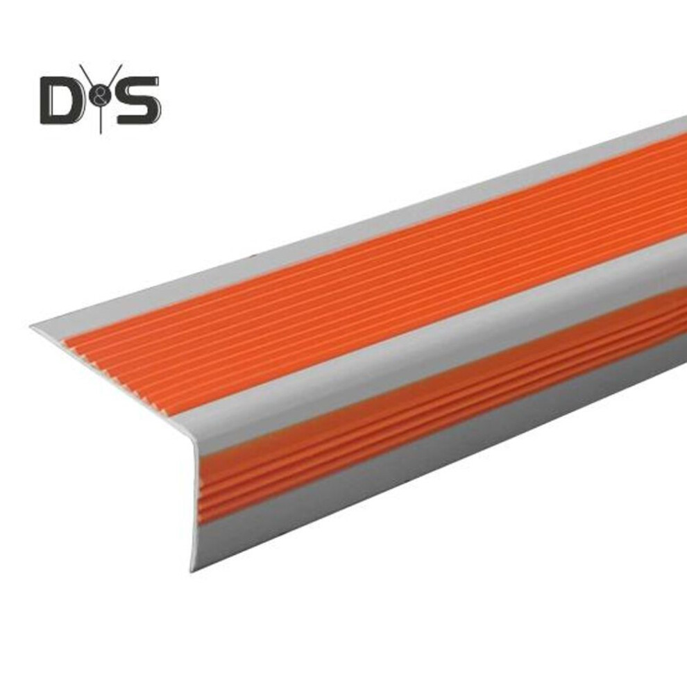 (orange) 100CM Non-Slip Stair Nosing L-Shape Staircase Step Tread Self-Adhesive Stair Edge Protector Waterproof Indoor Outdoor Stair Nose Molding