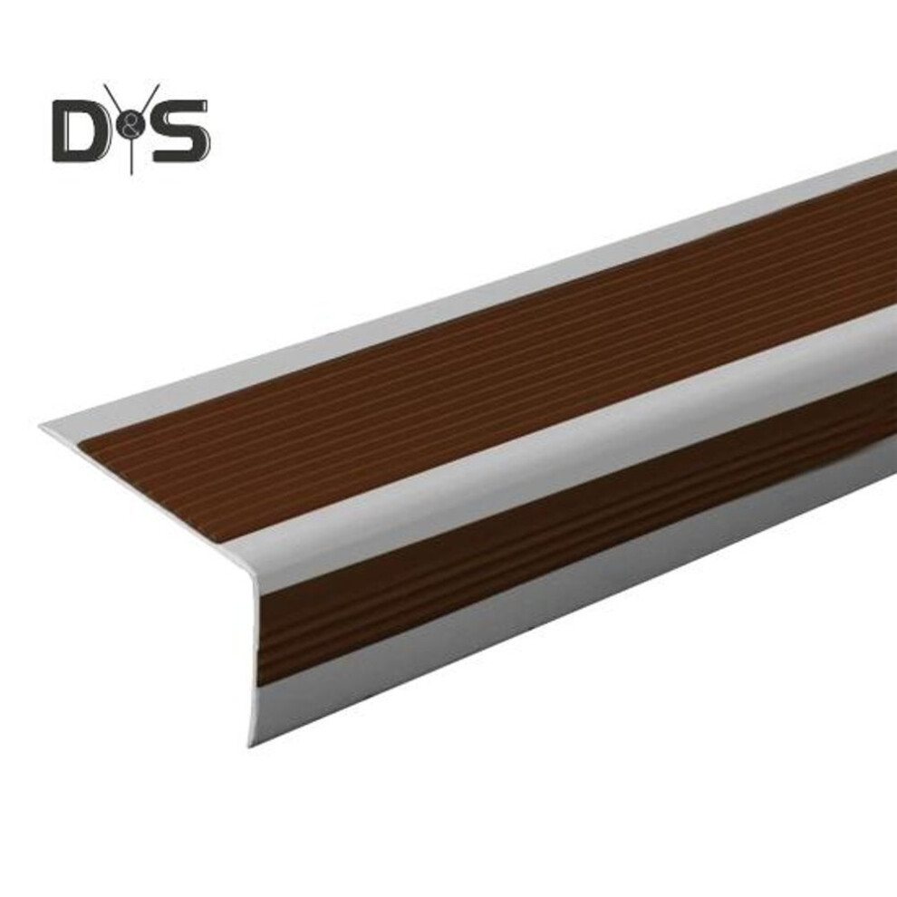 (coffee) 100CM Non-Slip Stair Nosing L-Shape Staircase Step Tread Self-Adhesive Stair Edge Protector Waterproof Indoor Outdoor Stair Nose Molding