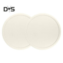 (beige) 2Pcs 10CM Silicone Coaster Heat-resistant Non-slip Raised Edge Spill-proof Countertop Round Drink Coffee Tea Cup Holder Kitchen Supplies