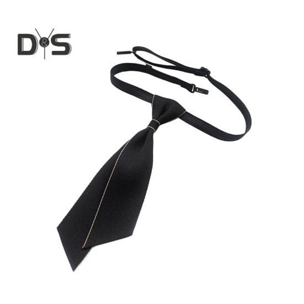 (black) Women Men Neck Tie Adjustable Elastic Band Solid Color Graduation Bow Tie Bank Hotel Shirt Tie Formal Wear Accessory