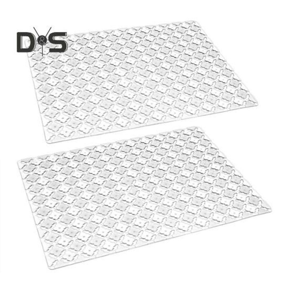 (transparent) 2pcs 30x40cm Kitchen Sink Mat Pvc Hollow Rhombus Rectangle Anti-slip Cuttable Ceramic Stainless Steel Sink Protector Draining Pad