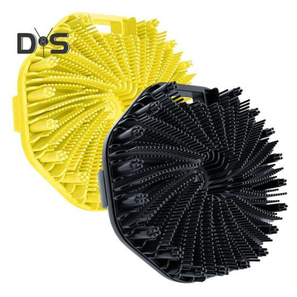 (black,yellow) 2pcs Silicone Bath Brush Soft Bristles Massage Cleansing Body Scrubber Anti-slip Handle Body Scrubber