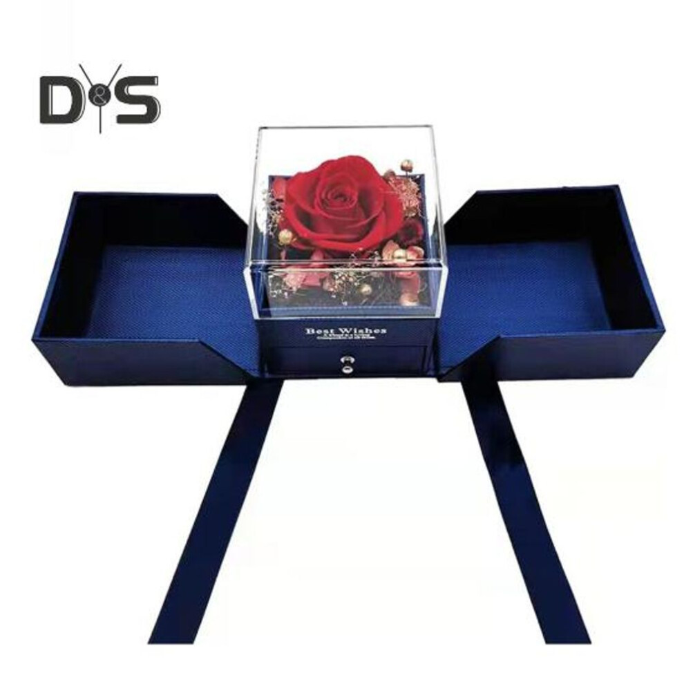 (red) Preserved Rose Gift Box With Necklace Eternal Flowers Jewelry Box For Mom Wife Grandma Valentine's Day Mother's Day Anniversary
