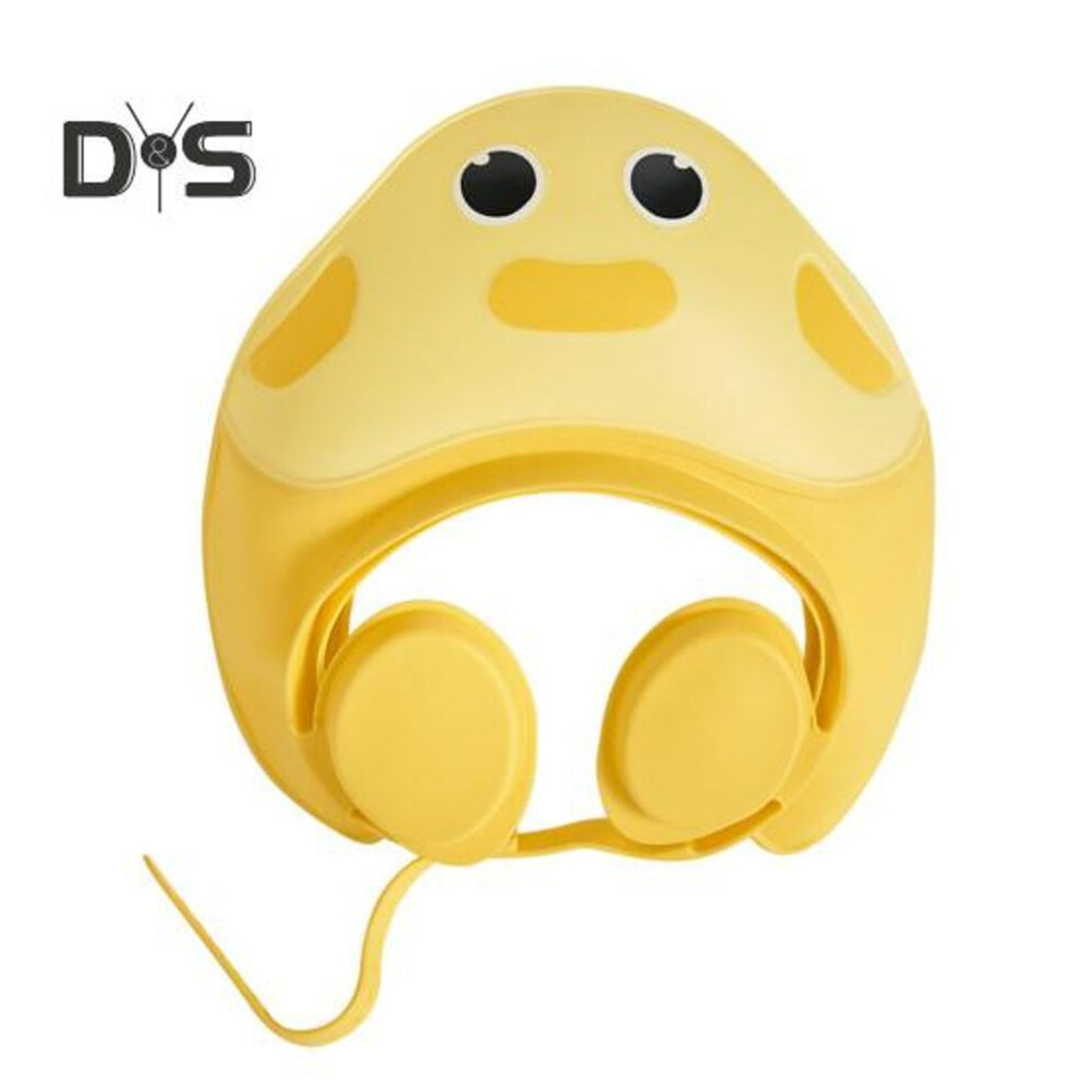 (light yellow) Baby Shower Cap Safe Silicone Protection Bath Cap Soft Visor Hat Cartoon Shape Adjustable Strap Waterproof Shampoo Hat