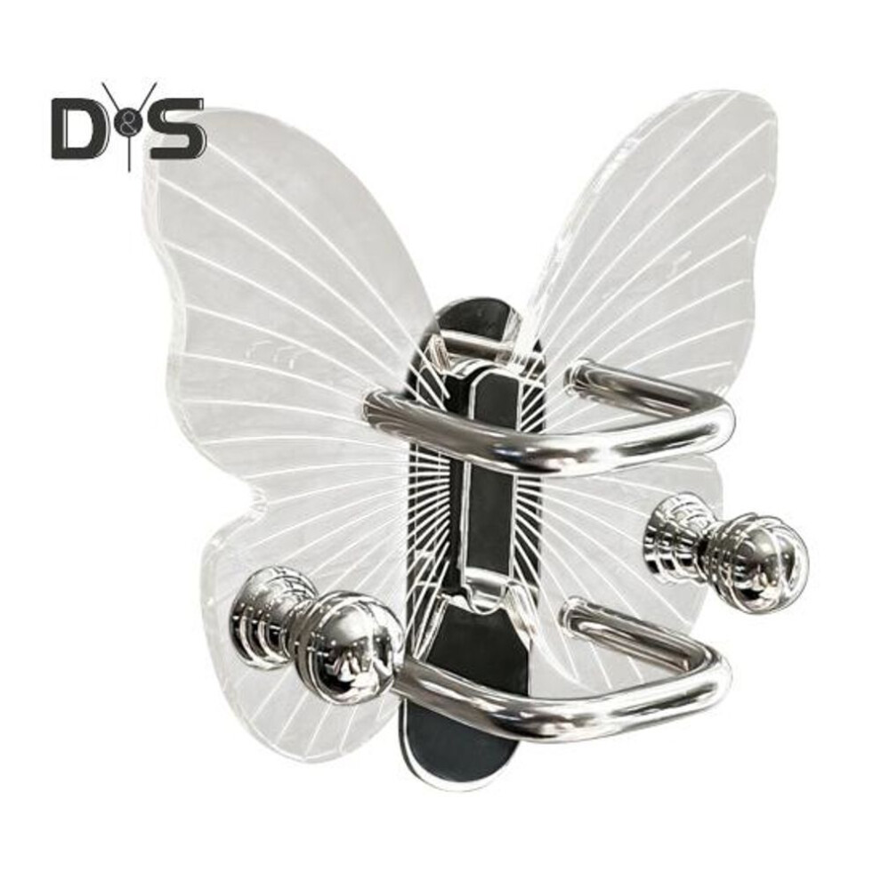 (as the picture, B) Transparent Hook Strong Load-bearing Butterfly Shape Simple Installation Self Adhesive Key Towel Hook Storage Rack