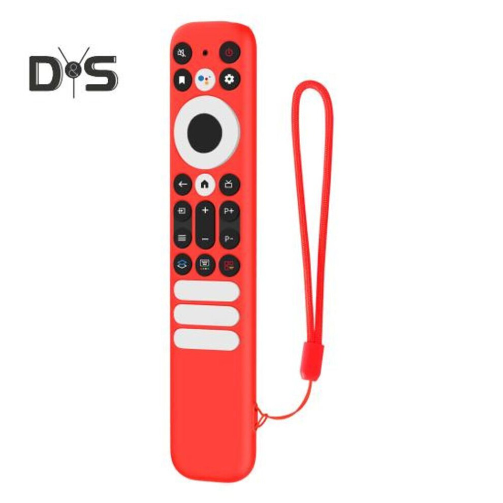 (red) Silicone Remote Case Anti-Slip Protective Controller Sleeve 360 Degree Protection Shockproof Remote Control Case for TCL RC902V/802NU1