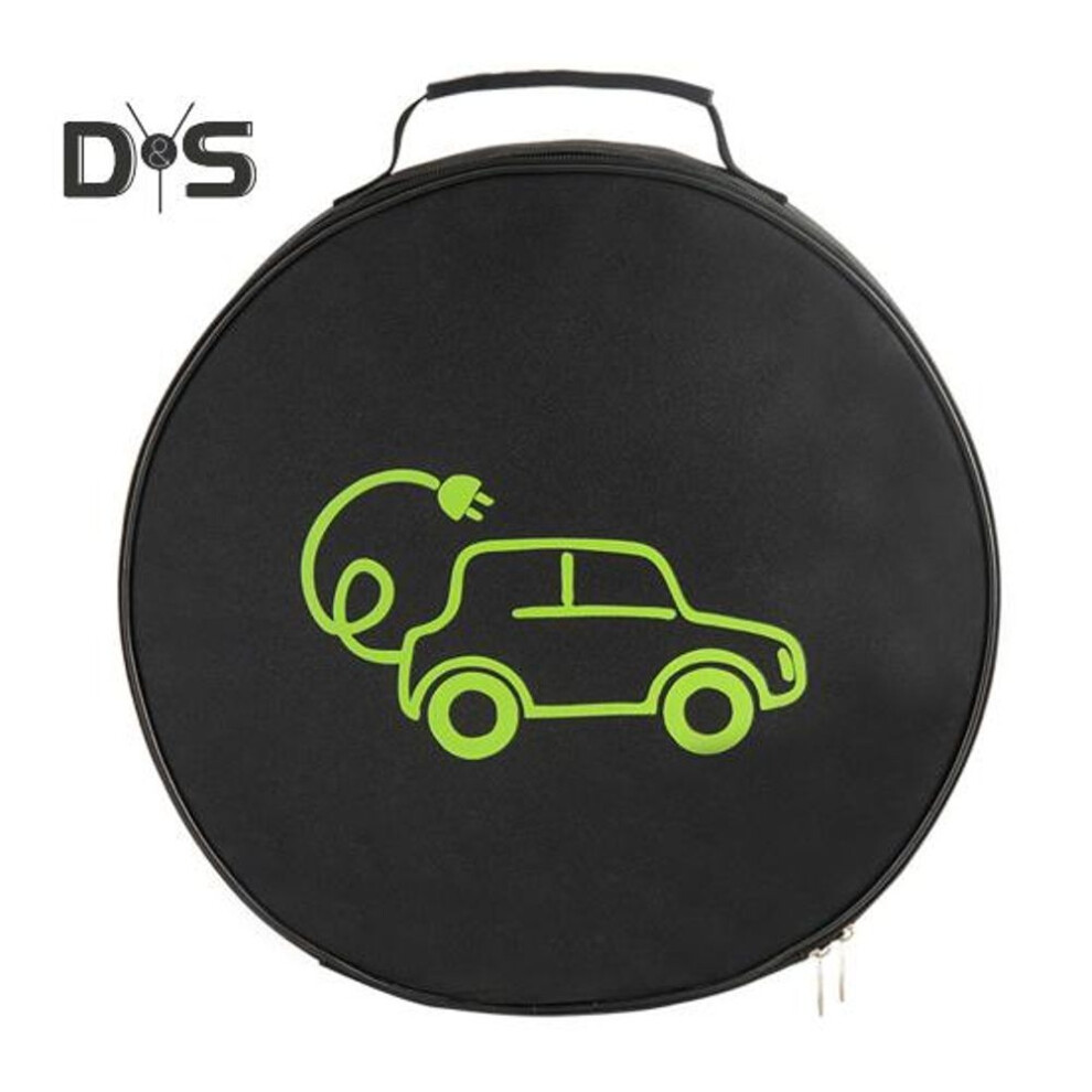 (as the picture, Round) Car Charger Storage Bag Portable Large Waterproof Oxford Cloth Flame-retardant New Energy Vehicles Charging Device Cable Case Car Supplies