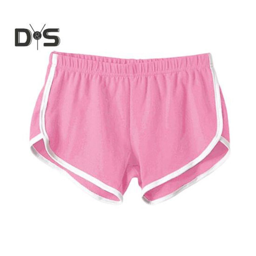 (pink, XL) Lady Sport Shorts Elastic Waist Yoga Mini Shorts Solid Color Super Short Pants Lightweight Beach Pants Athletic Shorts