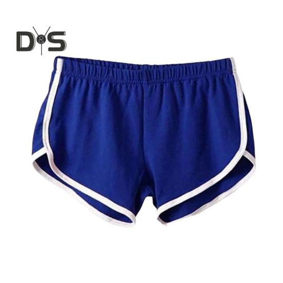 (blue, L) Lady Sport Shorts Elastic Waist Yoga Mini Shorts Solid Color Super Short Pants Lightweight Beach Pants Athletic Shorts