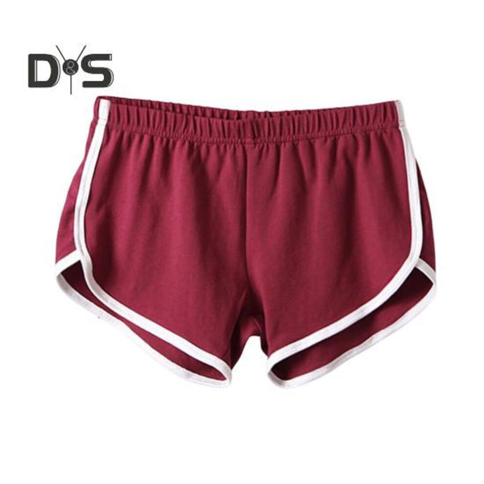 (wine red, L) Lady Sport Shorts Elastic Waist Yoga Mini Shorts Solid Color Super Short Pants Lightweight Beach Pants Athletic Shorts
