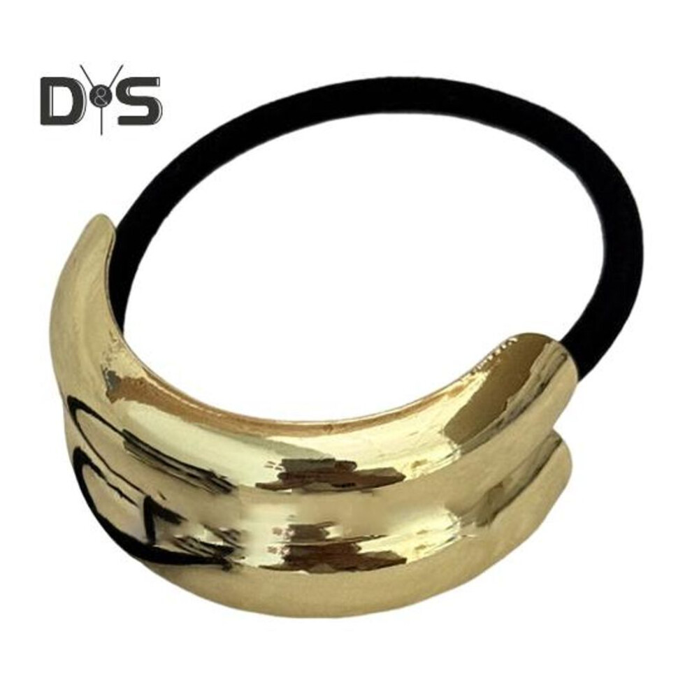 (golden, B) Women Headband Geometric Metal Decor High Elastic Hair Tie Versatile Styling Hair Rope Hair Accessories