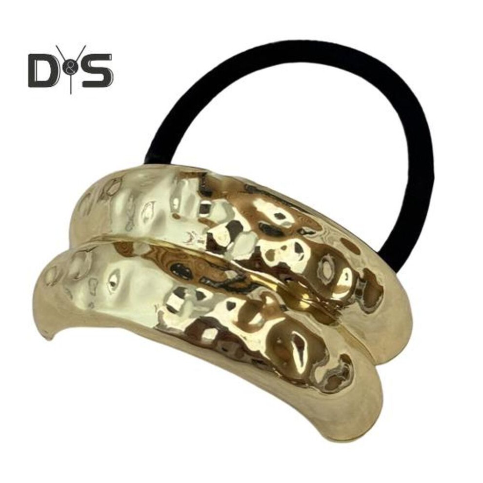 (golden, A) Women Headband Geometric Metal Decor High Elastic Hair Tie Versatile Styling Hair Rope Hair Accessories