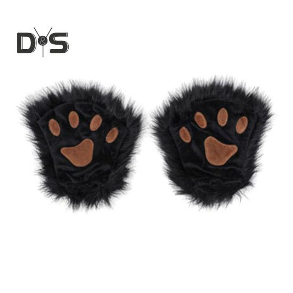 (black) 1 Pair Winter Gloves Wolf Paws Foxes Claws Mittens Friendly To Skin Thermal Insulation Gloves Party Cosplay Costume