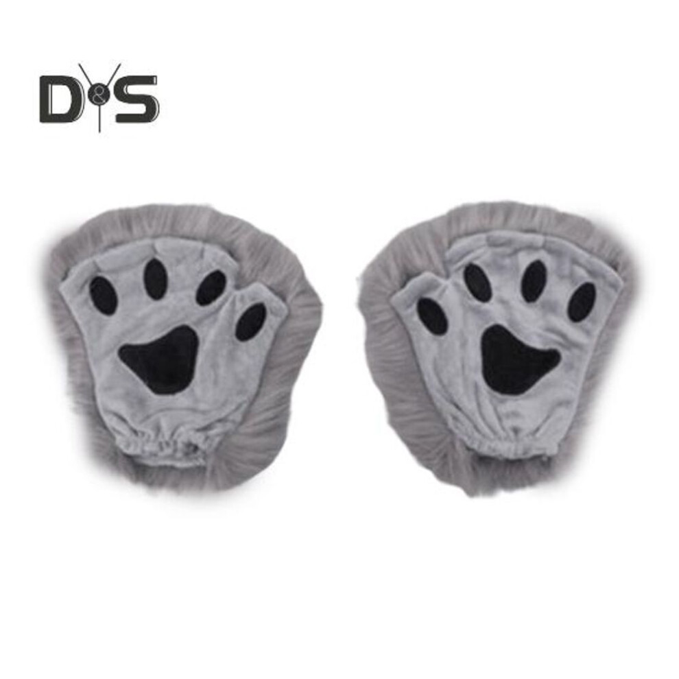 (grey) 1 Pair Winter Gloves Wolf Paws Foxes Claws Mittens Friendly To Skin Thermal Insulation Gloves Party Cosplay Costume