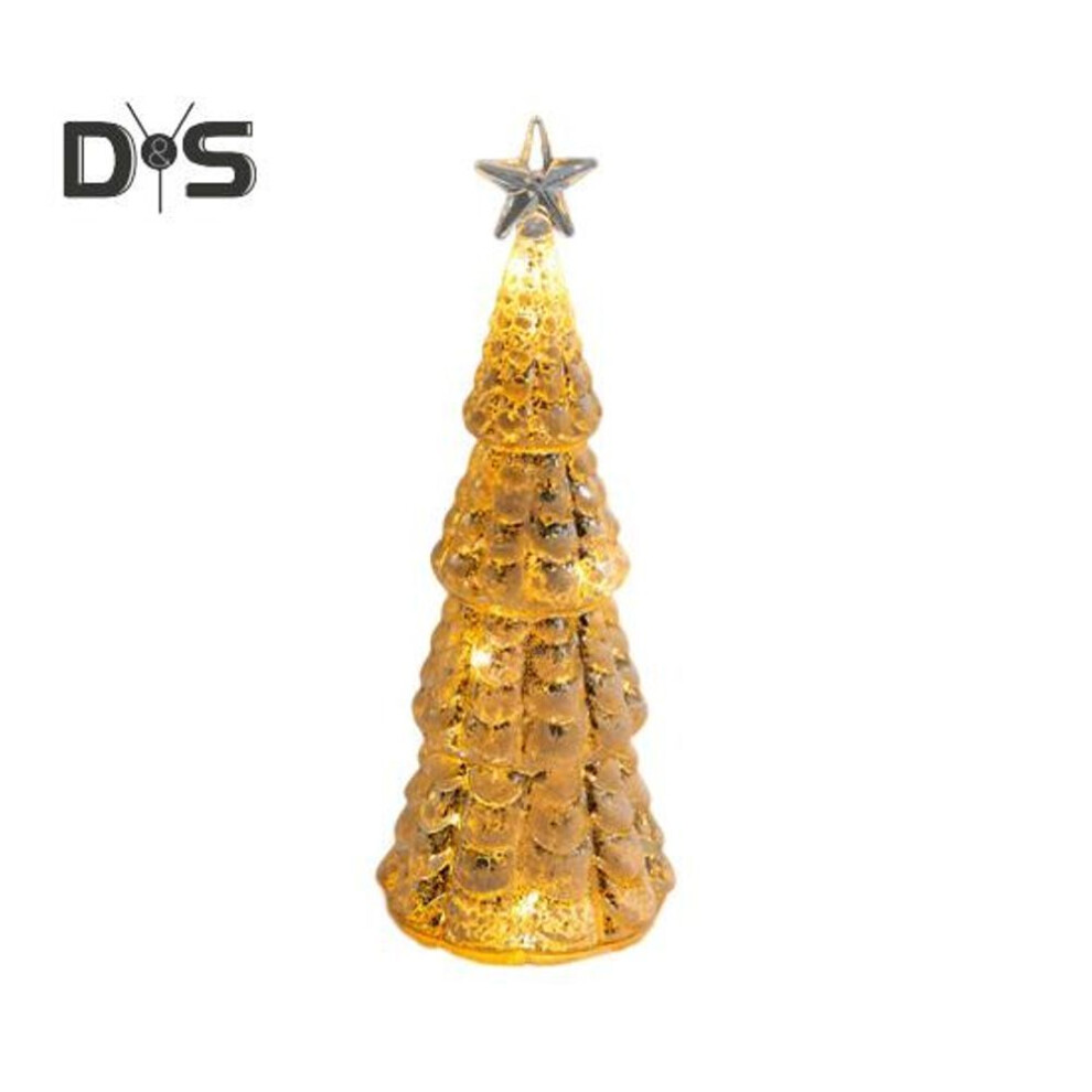 (as the picture, F) Glass Christmas Tree Figurine Tabletop Tree Ornament With Led Lights Holiday Decor Light Up Tree Cone For Home Office Parties Table Centerpiece