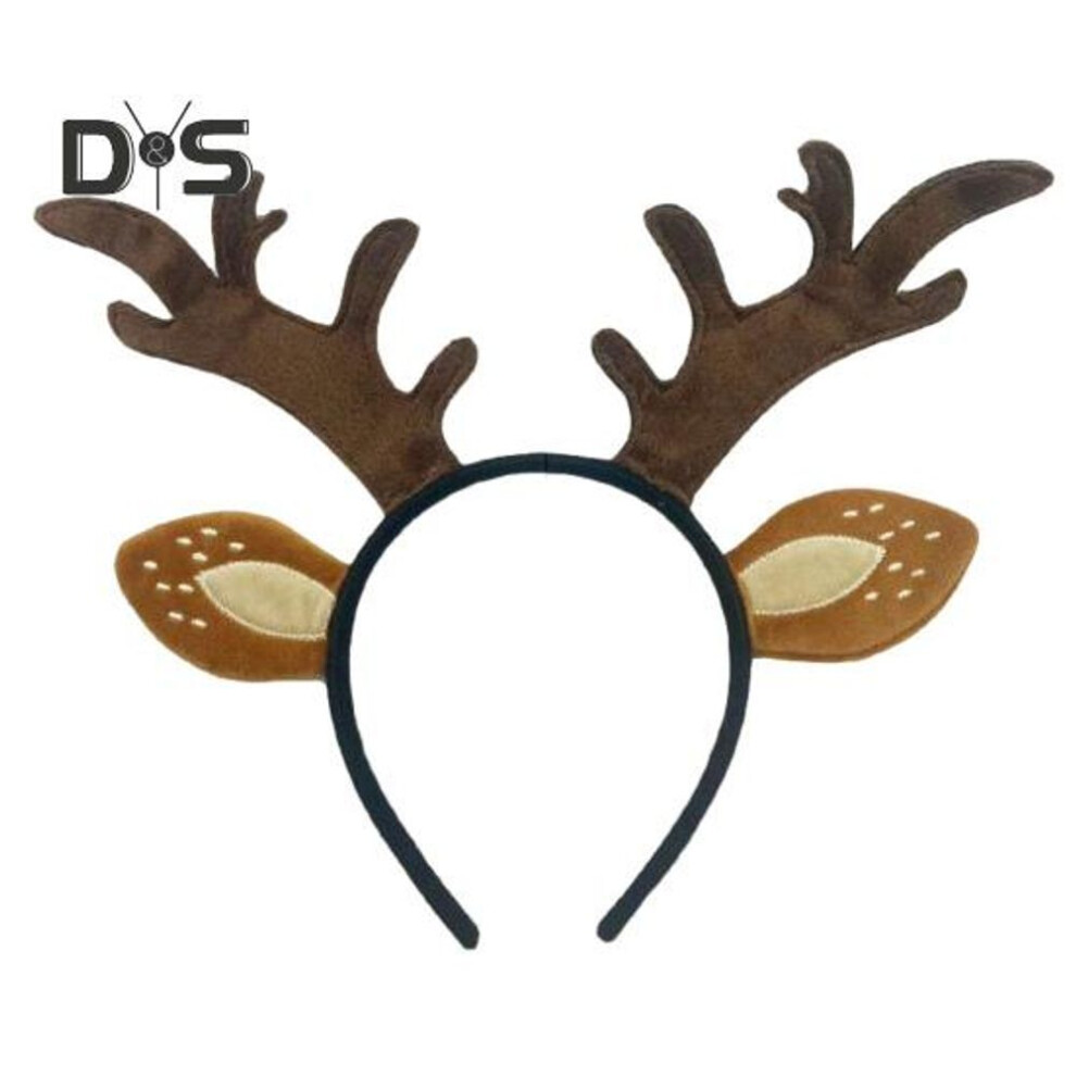 (as the picture, D) Christmas Headband Antler Headband For Women Festive Holiday Hair Accessories Plush Reindeer Headgear Ears Christmas Costume Accessory Gift