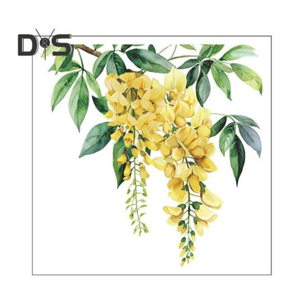 Yellow Flower Leaves Toilet Sticker Removable Self-adhesive Waterproof PVC Living Room Wall Art Floral Bathroom Toilet Lid Decoration Decal