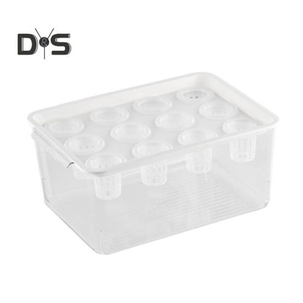 (white) Transparent Hydroponic Planter Box With 12 Holes Lid Handle Plastic Rectangle Hydroponic Flower Succulent Plants Holder Container Desktop Fish Tank