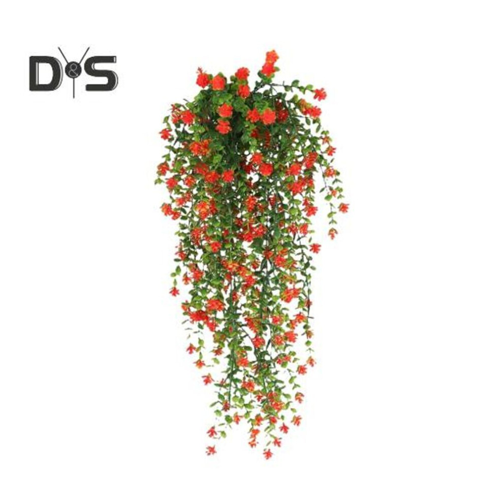 (orange, 1pc) 1/2Pcs Hanging Artificial Flower Vine UV Resistant Faux Drooping Floral Plants Plastic Ivy Home Wedding Indoor Outdoor Garden Yard Decoration Photo