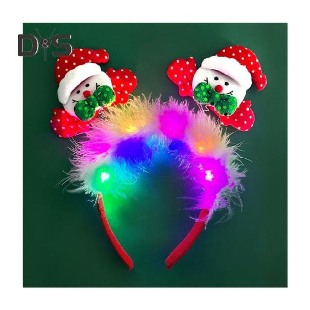 (as the picture, G) Women Girl Hair Hoop Led Christmas Reindeer Santa Claus Decor Headband Cartoon Style Cosplay Headband Photography Props