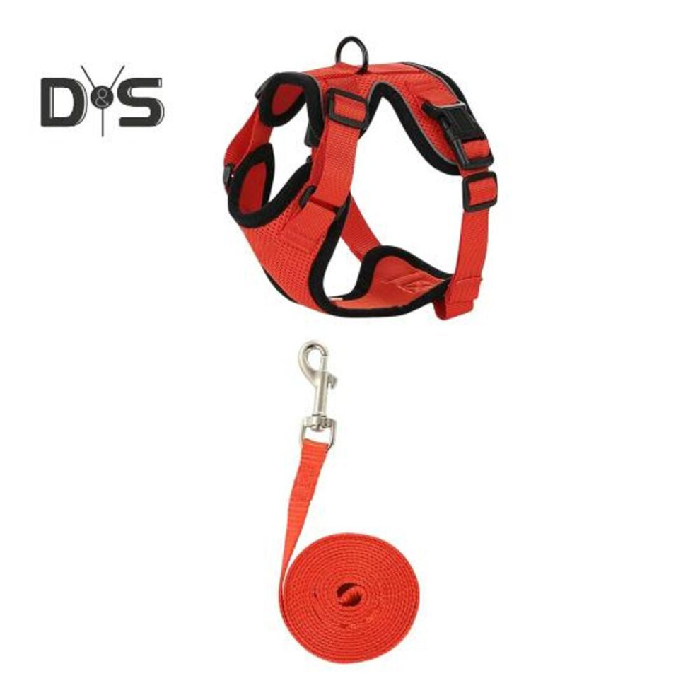 (M, red) Cat Harness And Leash For Walking Adjustable Escape Proof Kitten Vest Harness With Reflective Strips For Medium Large Kitten