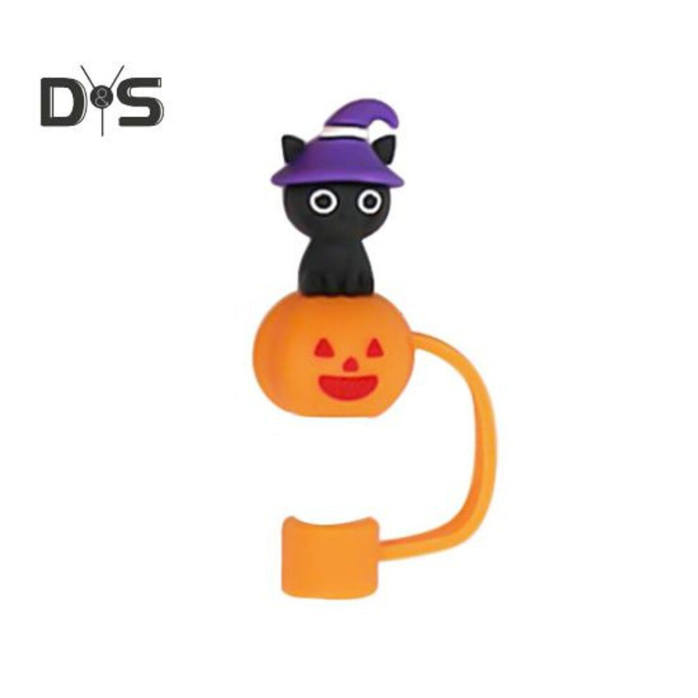 (as the picture, E) Halloween Silicone Straw Hat Covers 10mm Ghost Pumpkin Decorative Caps Dust-Proof Reusable Protector for Water Bottle