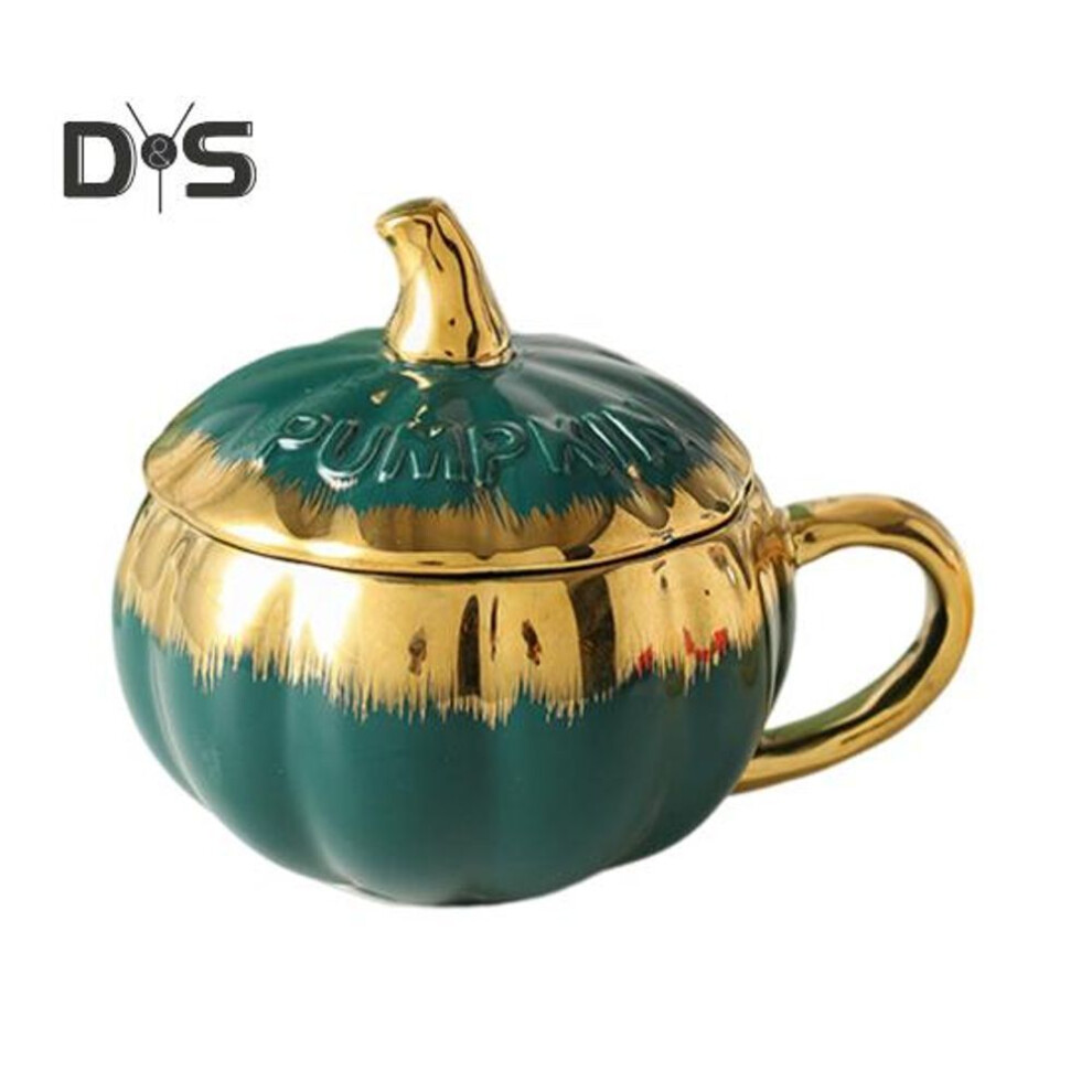 (green, 300ML) 300ml Pumpkin Mug With Lid Fall Coffee Mug Thanksgiving Mugs Pumpkin Ceramics Coffee Mug Cute Tea Coffee Cups For Birthday Wife Mom Girl Friends