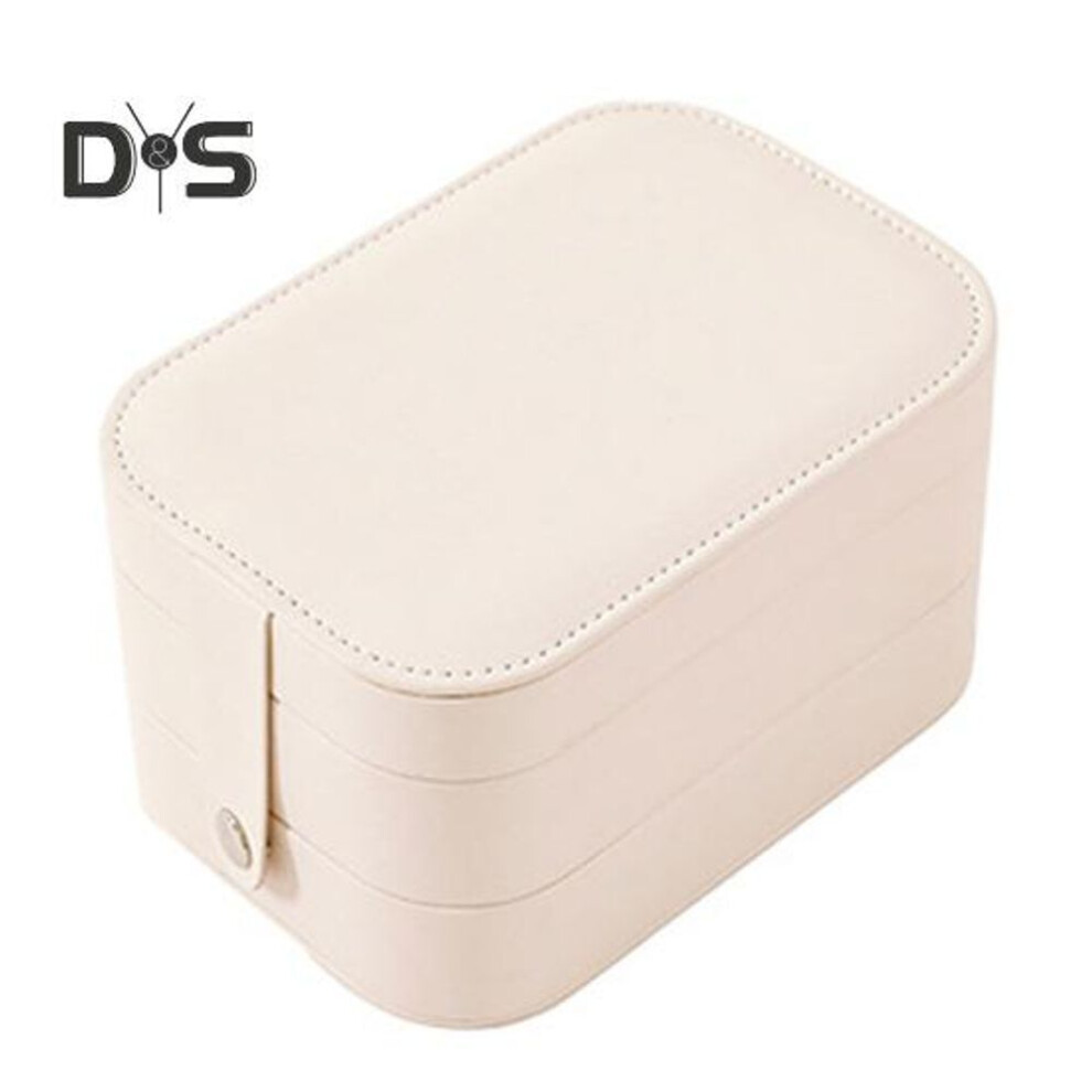 (white) Travel Jewelry Organizer Storage Box With Mirror Multiple Compartments Compact Portable Ring Earring Organizer Jewelry Case