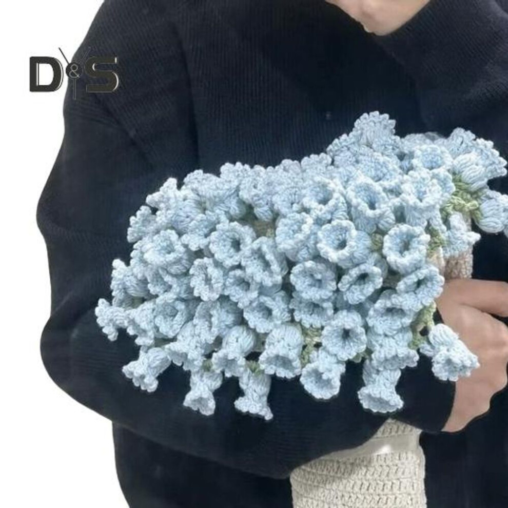 (blue) Diy Crochet Flowers Blanket Rose Bouquet Blanket Crocheting Kit Bouquet Throw Blanket Craft Kit For Mother's Day Birthday Gift Home Decor