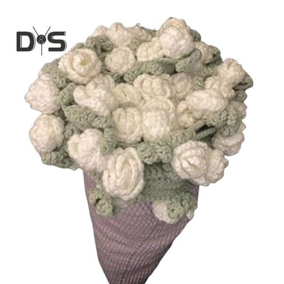 (white) Diy Crochet Flowers Blanket Rose Bouquet Blanket Crocheting Kit Bouquet Throw Blanket Craft Kit For Mother's Day Birthday Gift Home Decor