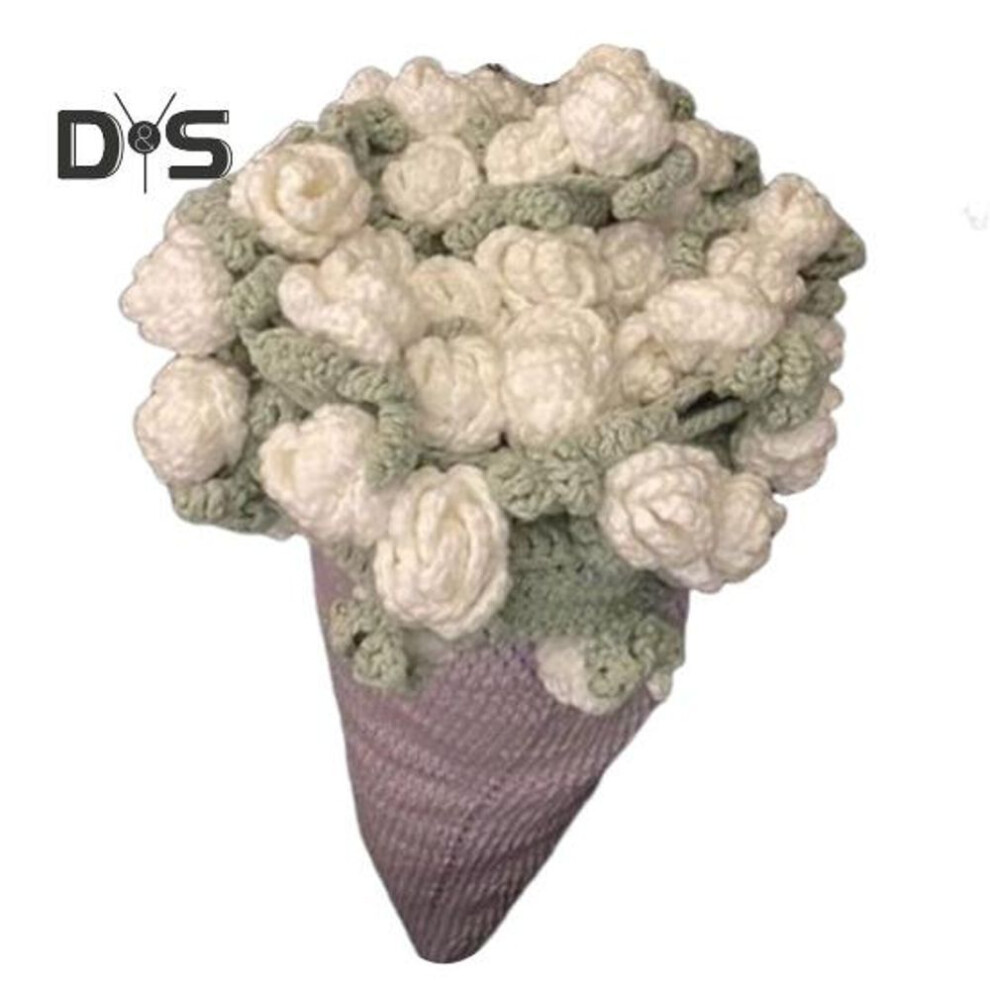 (white) Crochet Flower Blanket Handmade Rose Bouquet Blanket Lily of The Valley Crocheted Bouquet Throw Blanket for Sofa Bed Couch Home Decor