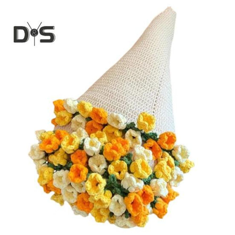 (yellow,white) Crochet Flower Blanket Handmade Rose Bouquet Blanket Lily Of The Valley Crocheted Bouquet Throw Blanket For Sofa Bed Couch Home Decor