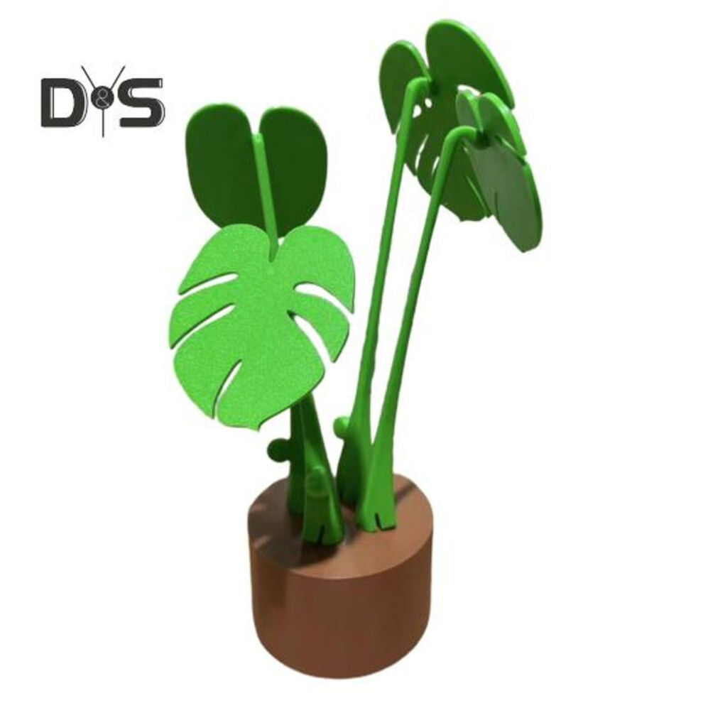 Monstera Coaster Plant Ornament 3D Printed House Artificial Plant Built-in Coaster Leaves Modern Design Easy To Clean Artificial Plants For Indoor
