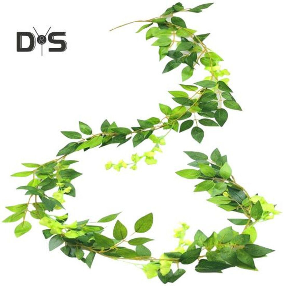 (green) 200CM Artificial Wisteria Flower Garland Realistic Home Wedding Garden Indoor Outdoor Wall Hanging Faux Climbing Floral Greenery Drooping Ivy