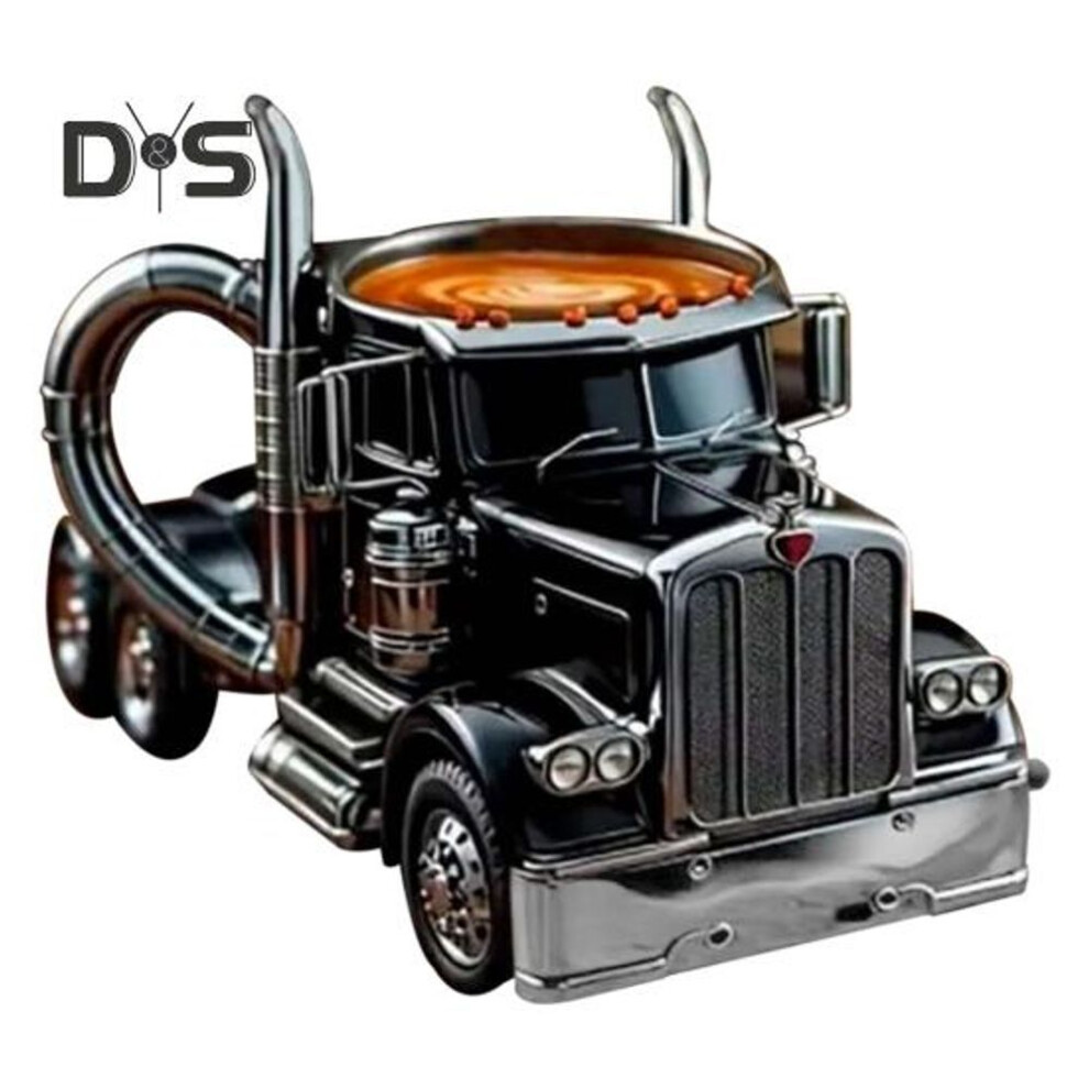 (black) Handcrafted Truck Coffee Mug Ceramic Cup Unique Gift For Truck Lovers Semi-trailer Shaped Mug Truck Driver Gift