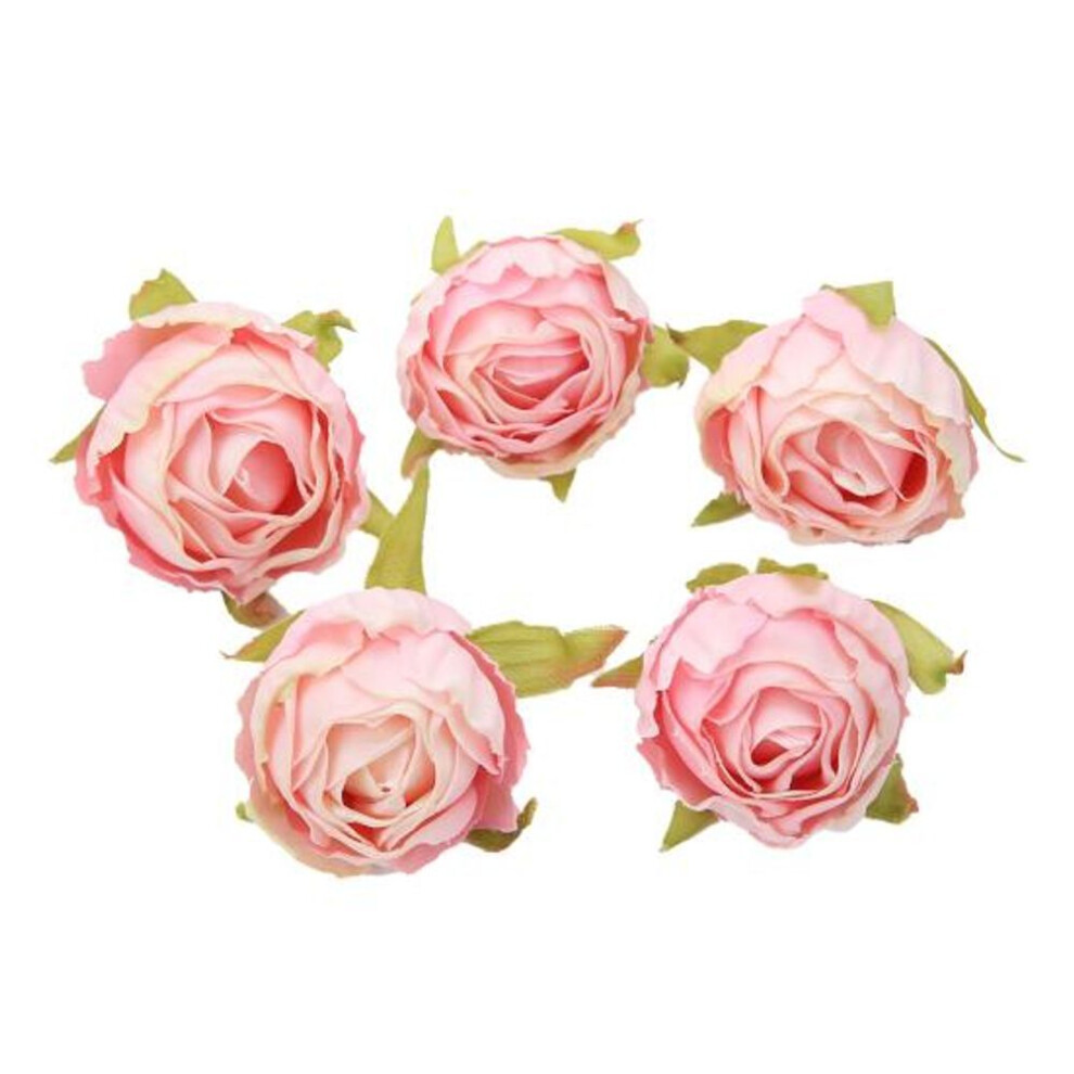 (pink) 5pcs Lightweight Simulation Flower Vintage Colors Useful Diy Fabric Roses Heads Artificial Decoration