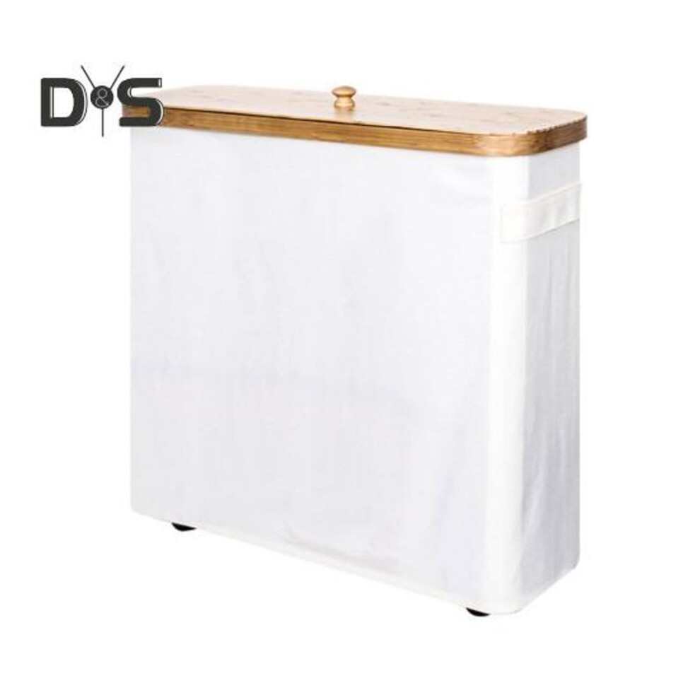 (beige, B) Toilet Paper Organizer Storage Basket With Handle Large Capacity Foldable Design Toilet Paper Container With Bamboo Lid